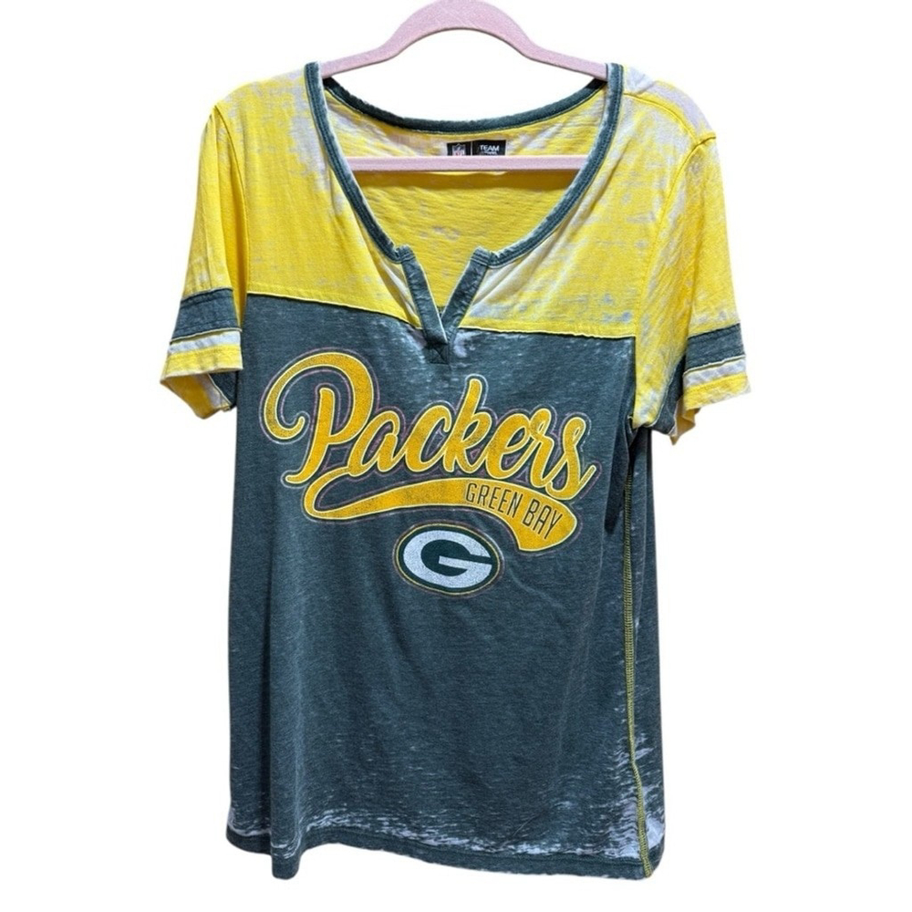 Women’s Green Bay Packers NFL Team Apparel Split-Neck Tee – Size L